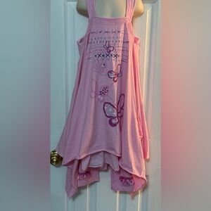 Naartjie Asymmetrical Dress w Butterfly Embroidery & Capris Sz 9 Pink NWOT
